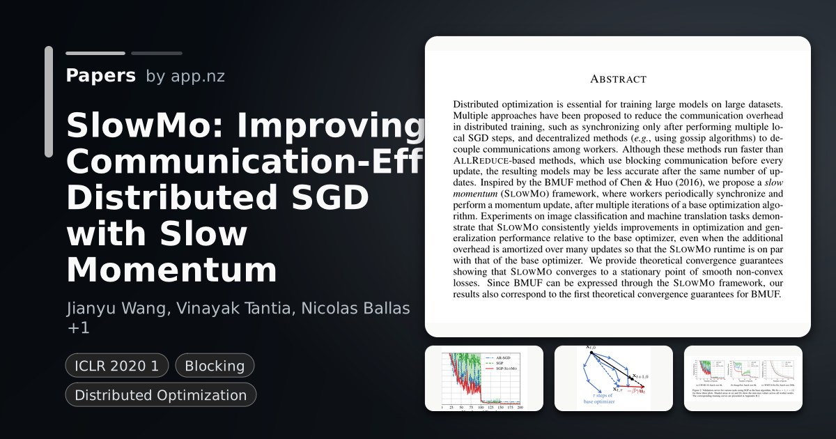 SlowMo: Improving Communication-Efficient Distributed SGD with Slow ...