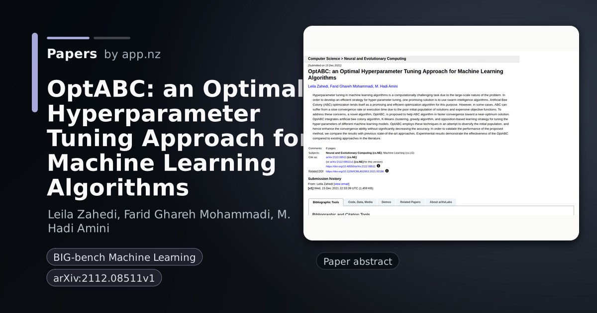 OptABC: an Optimal Hyperparameter Tuning Approach for Machine Learning ...