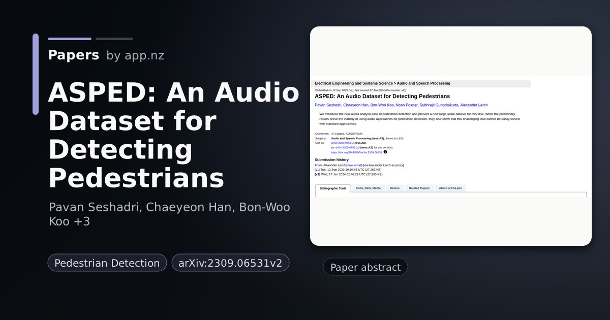 ASPED: An Audio Dataset for Detecting Pedestrians - Papers with Code Search