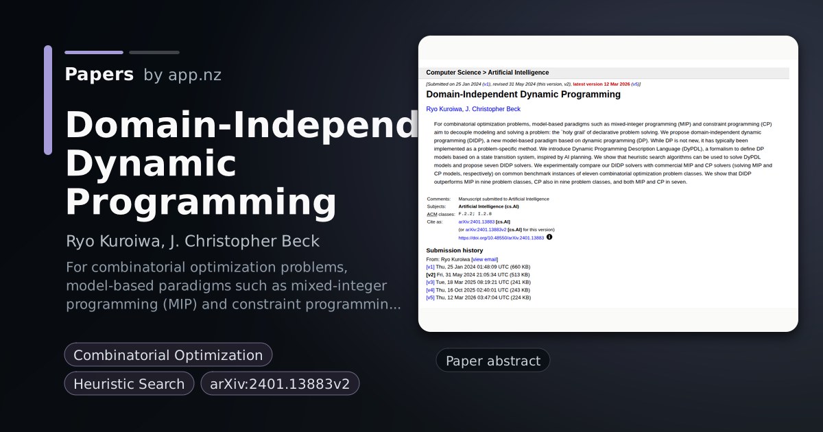 Domain-Independent Dynamic Programming - Papers with Code Search