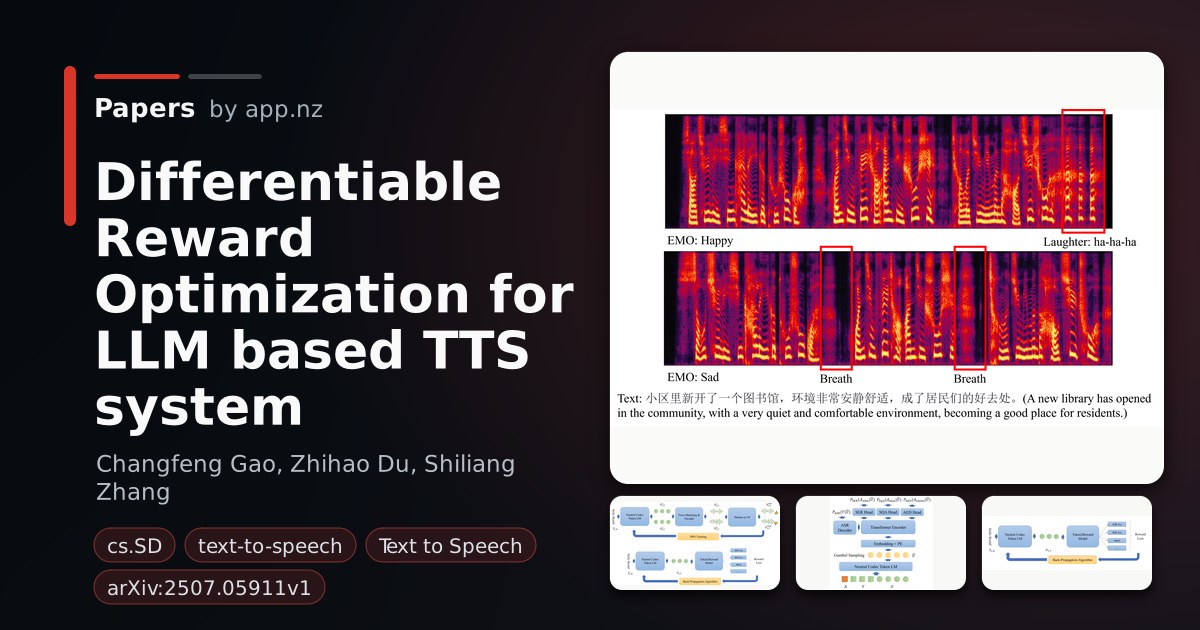Differentiable Reward Optimization for LLM based TTS system - Papers ...