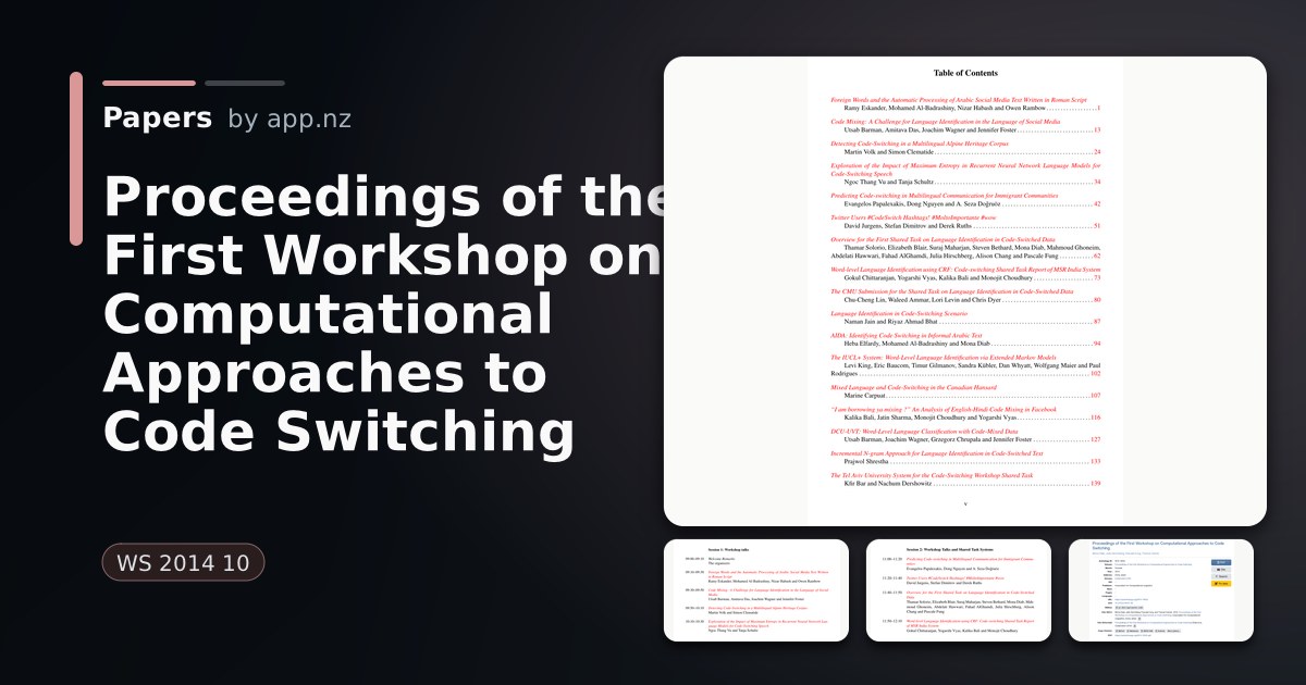 Proceedings of the First Workshop on Computational Approaches to Code ...